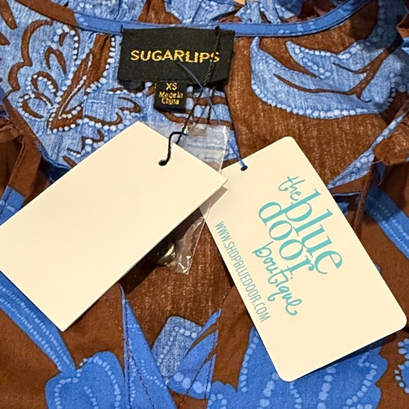 Sugarlips Blue and Brown Floral Dress - Picture 4 of 16